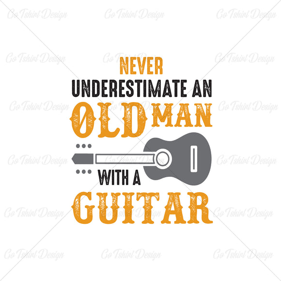 Old Man Guitar Music T Shirt Design