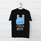 I Wanna Rock Blue Music T Shirt Design