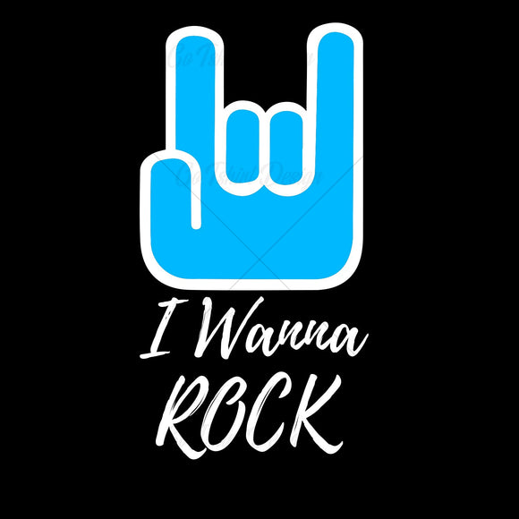 I Wanna Rock Blue Music T Shirt Design